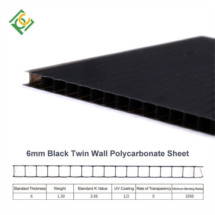 2 6mm Black Twin Wall Polycarbonate Sheet